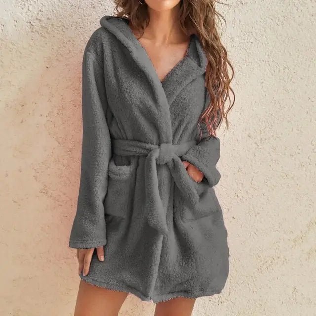 2025 New Women Hooded Fleece Bathrobe - SensorySoft