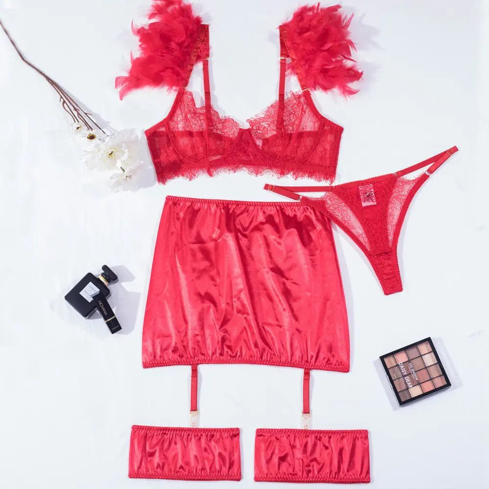 4 Piece Lace Up Underwear & Bra - SensorySoftShop