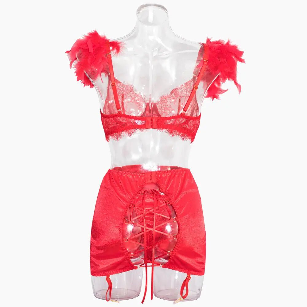 4 Piece Lace Up Underwear & Bra - SensorySoftShop