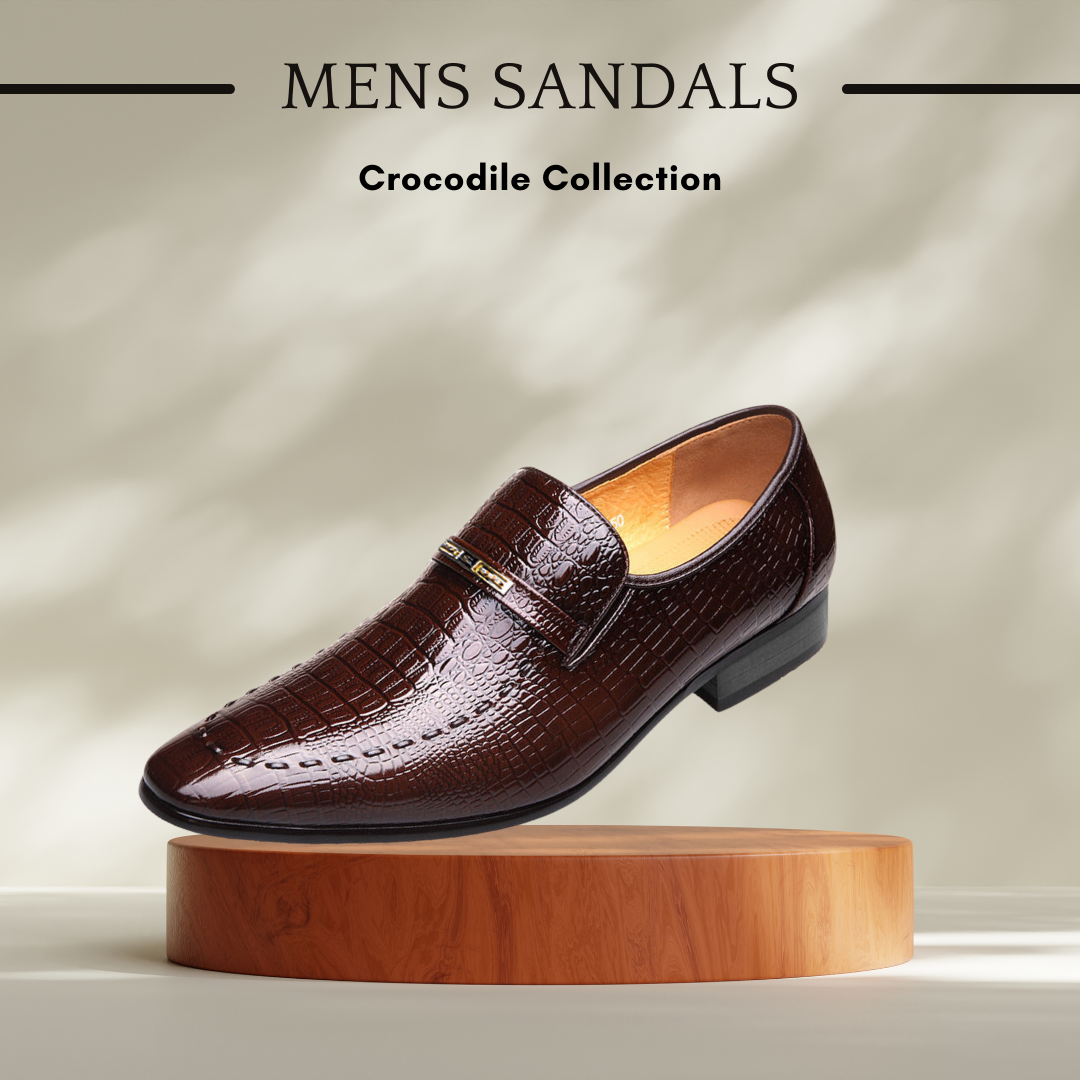 Crocodile-Print Men's Leather Casual Shoes