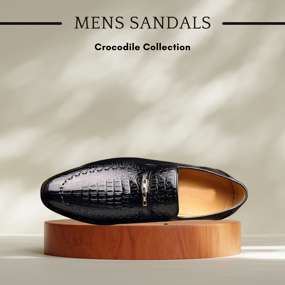 Crocodile-Print Men's Leather Casual Shoes