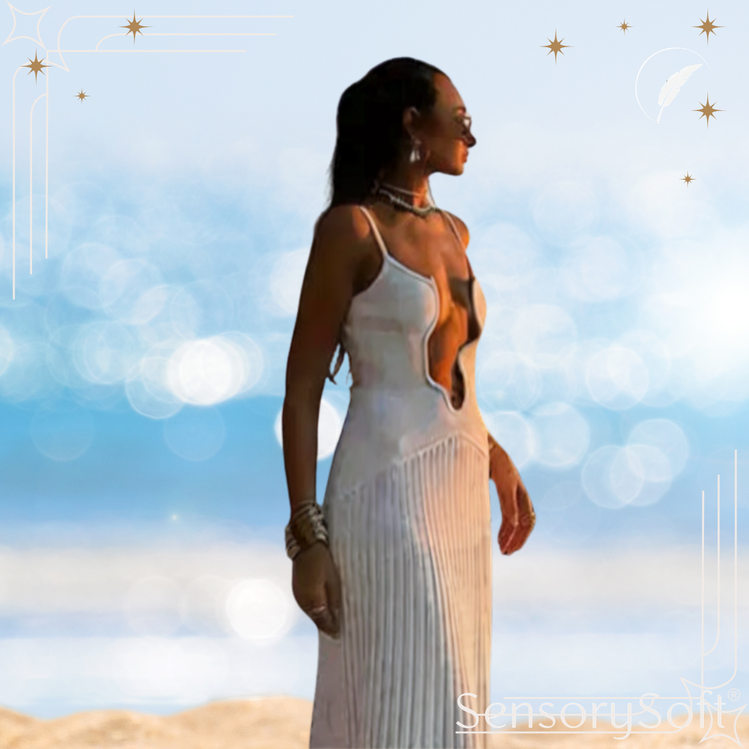 Irregular Wave Hollow Out Sexy Long Dress