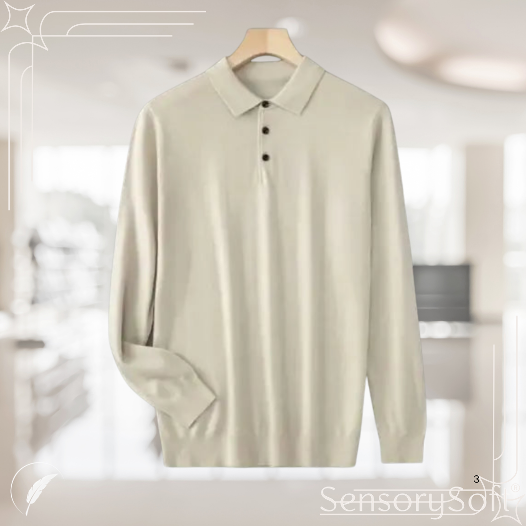 Men's 100% Pure Wool Long-Sleeved Knitted Shirt