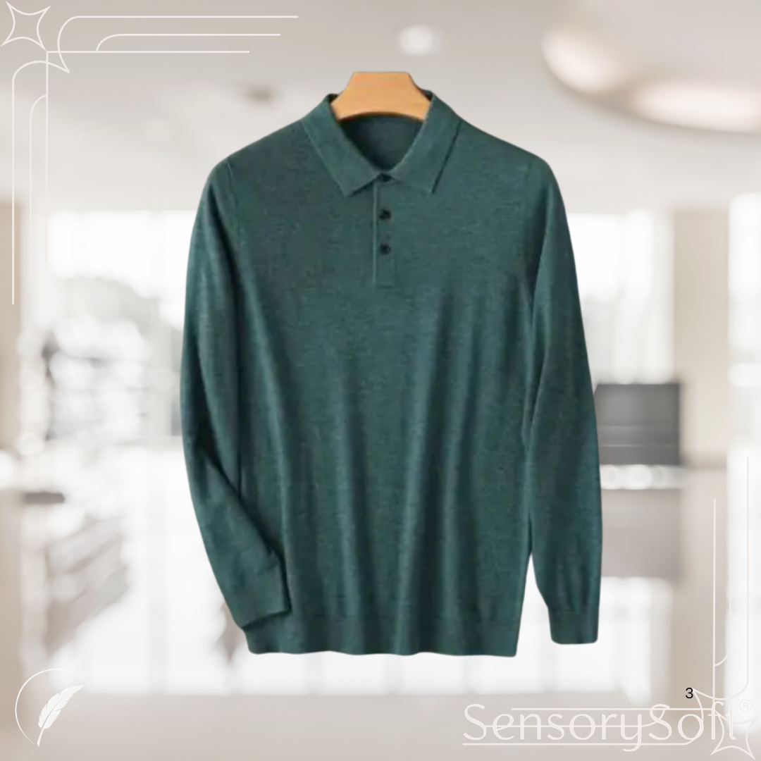Men's 100% Pure Wool Long-Sleeved Knitted Shirt