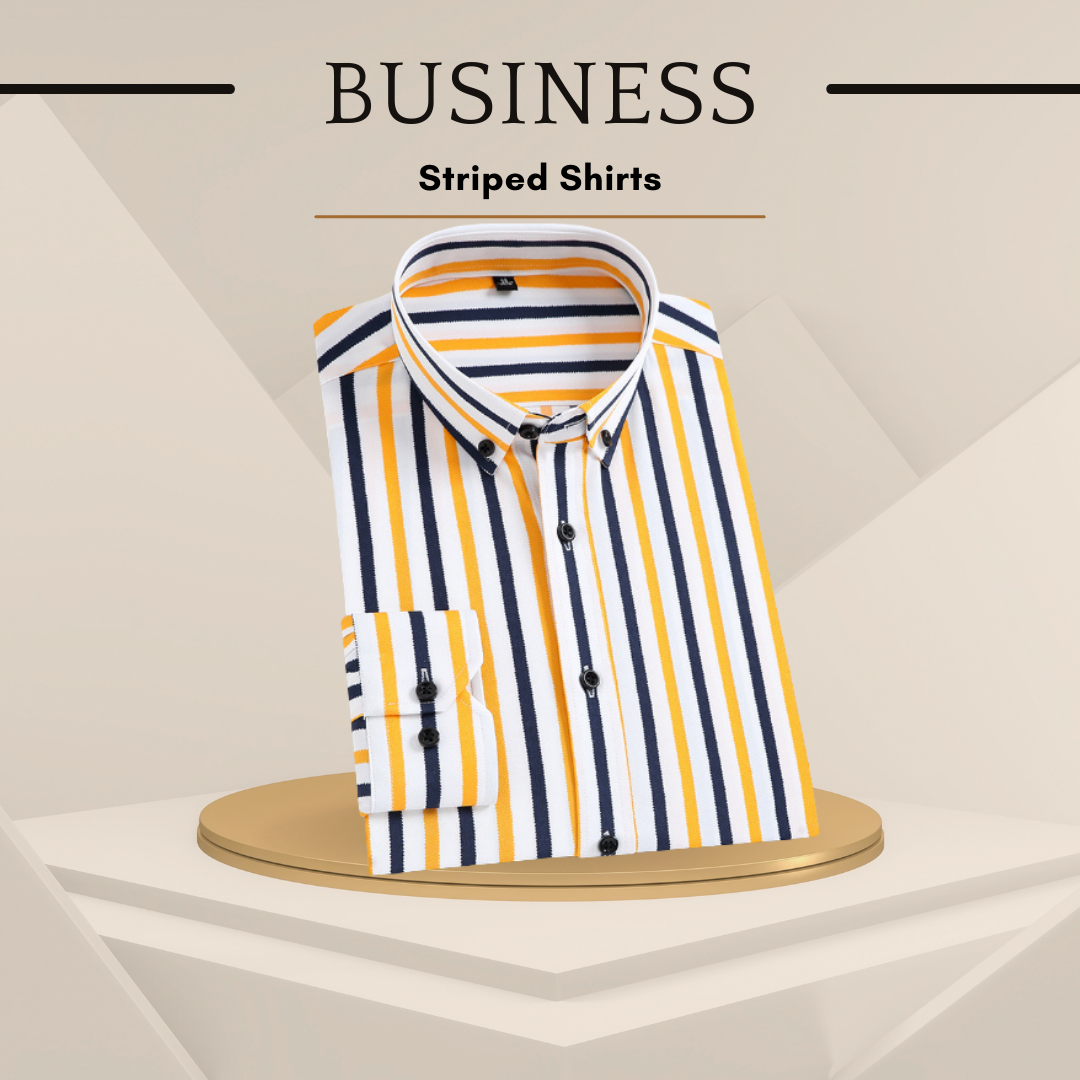 Men's Striped Long Sleeve Stretch Shirt for Suits