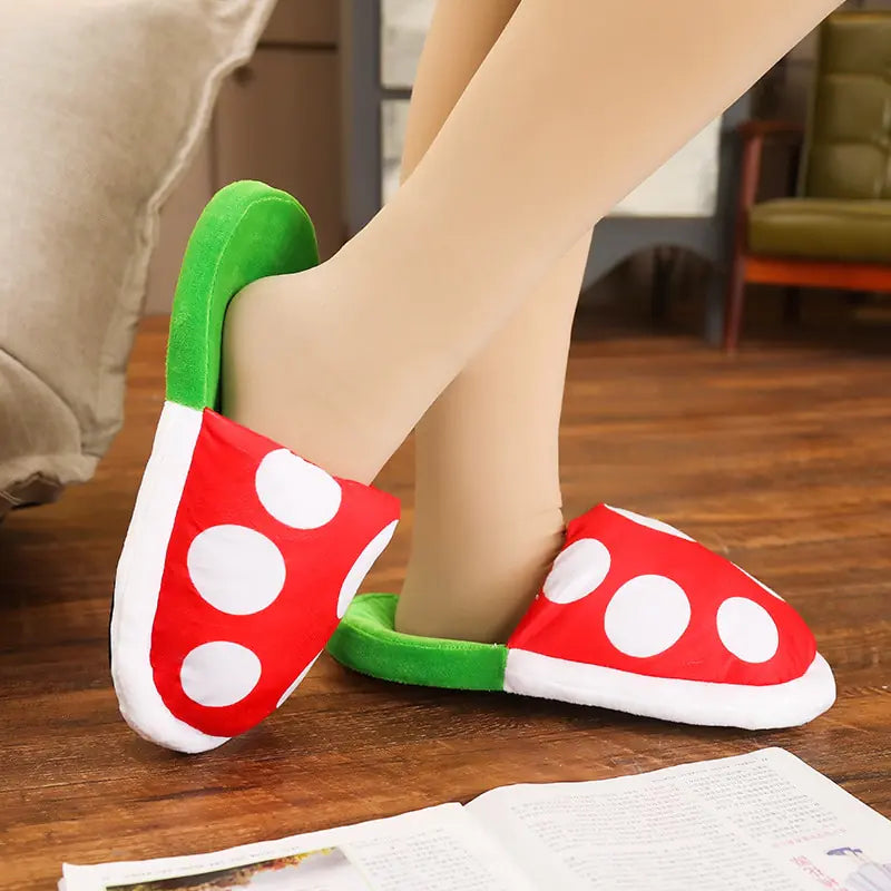 Mushroom Plush Slippers - mushroom and cottagecore fans favorite footwear