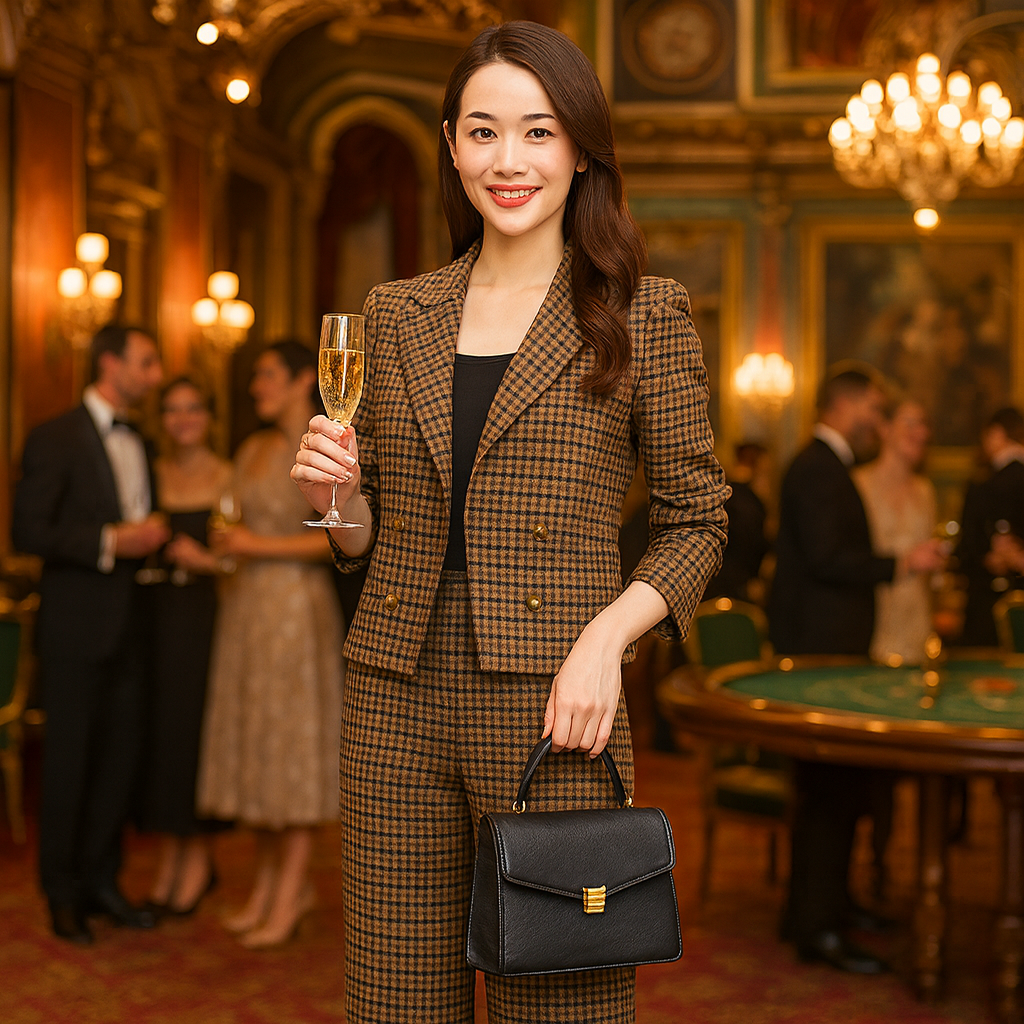 Spring 2025 Women's Plaid Suit Set with Pants