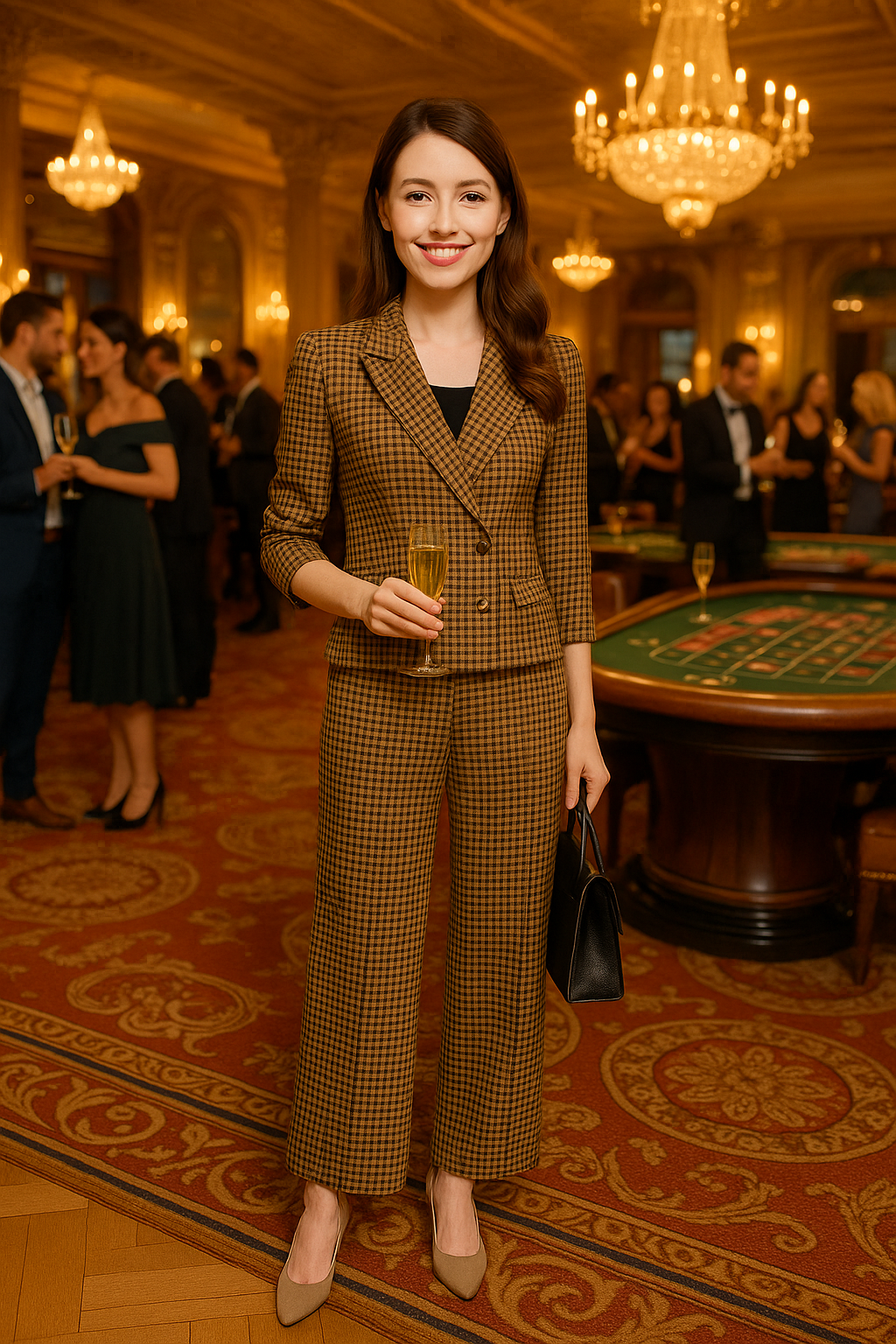 Spring 2025 Women's Plaid Suit Set with Pants