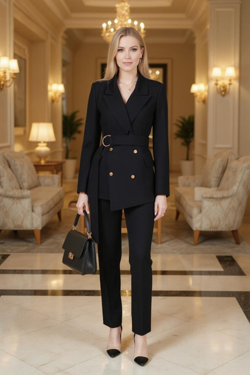 Stylish Black Suit Set for Women with Long Pants