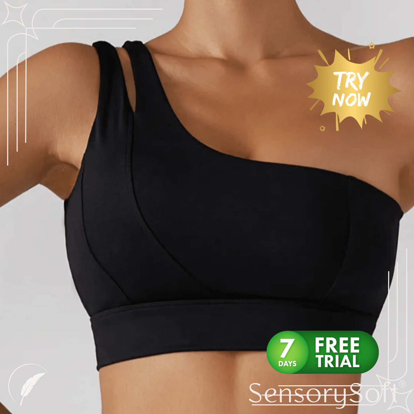 Activewear - One Shoulder Stretch Yoga Bra & Shockproof Women's Activewear Skirts - SensorySoft