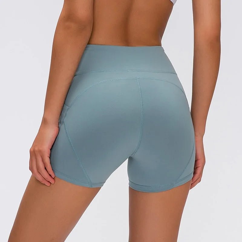 Anti - sweat Plain Athletic High Waisted Shorts With Two Side Pocket - SensorySoft