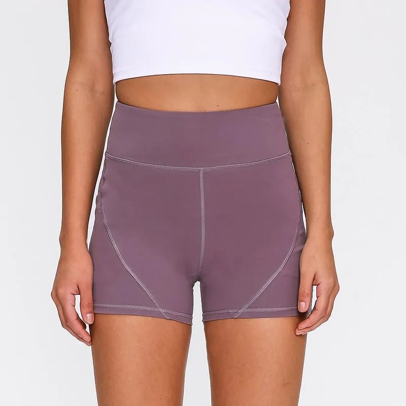 Anti - sweat Plain Athletic High Waisted Shorts With Two Side Pocket - SensorySoft