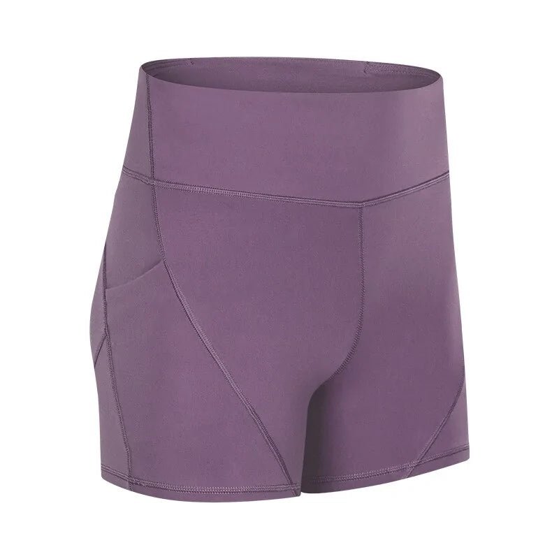 Anti - sweat Plain Athletic High Waisted Shorts With Two Side Pocket - SensorySoft