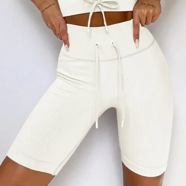 Backless Bra Strap Vest High Waist Leggings Shorts Fashion Sportswear - SensorySoft