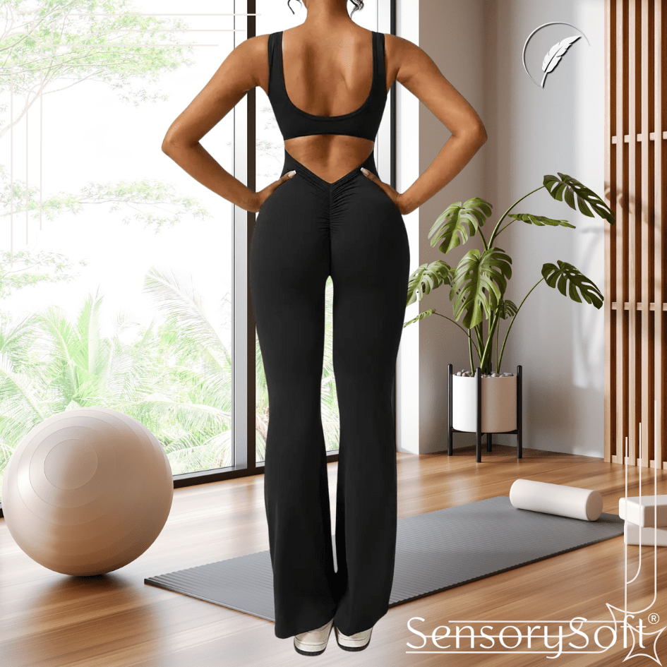 Backless Flare Yoga Bodysuit - SensorySoft