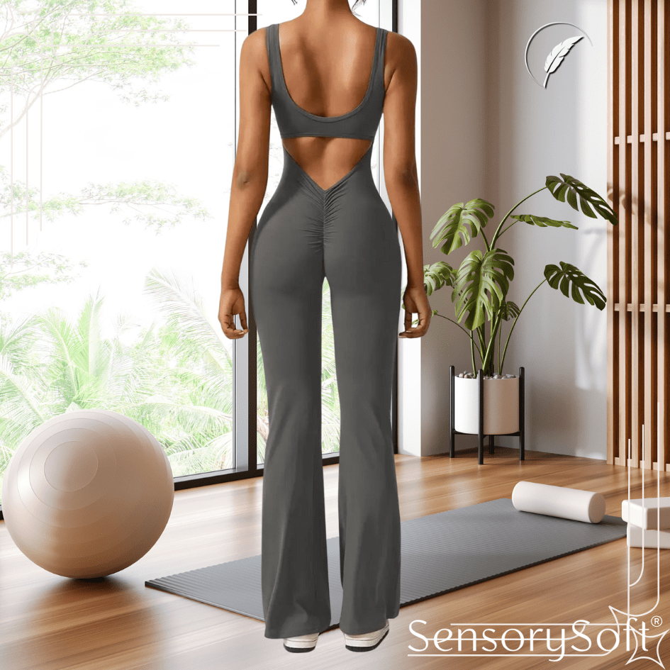 Backless Flare Yoga Bodysuit - SensorySoft