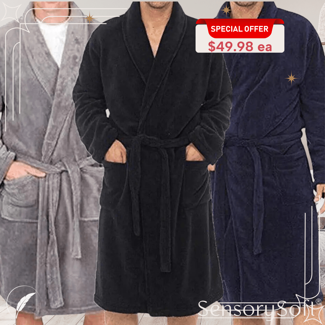 Bathrobe Winter Warm Casual Flannel Robe - SensorySoft