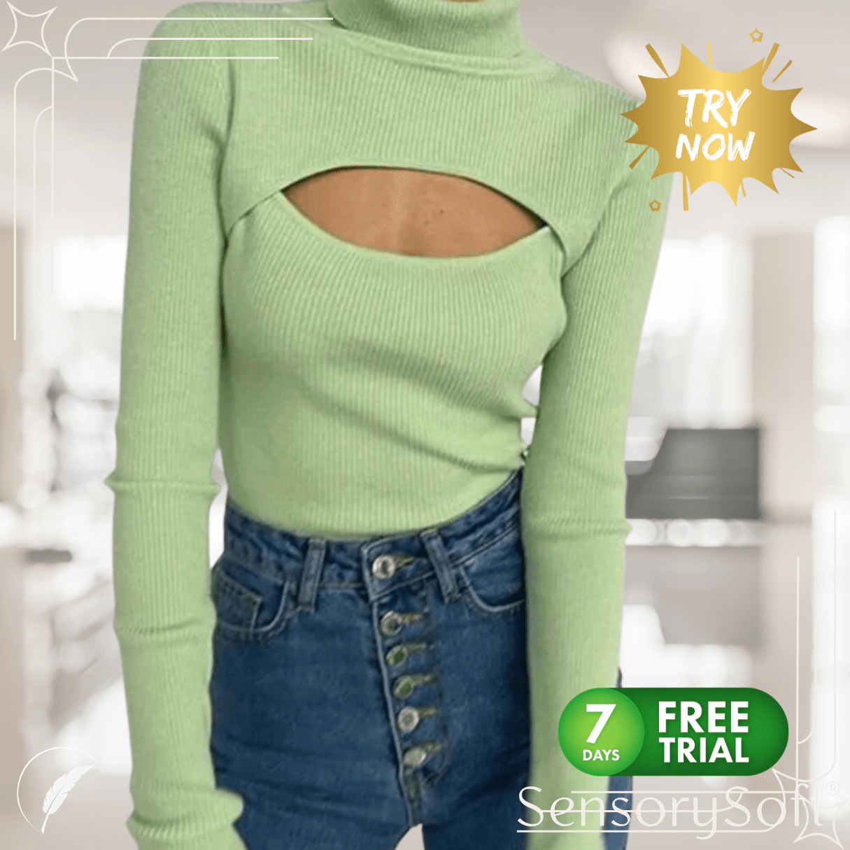 Black T Shirts Knitted Long Sleeve Crop Top - SensorySoft