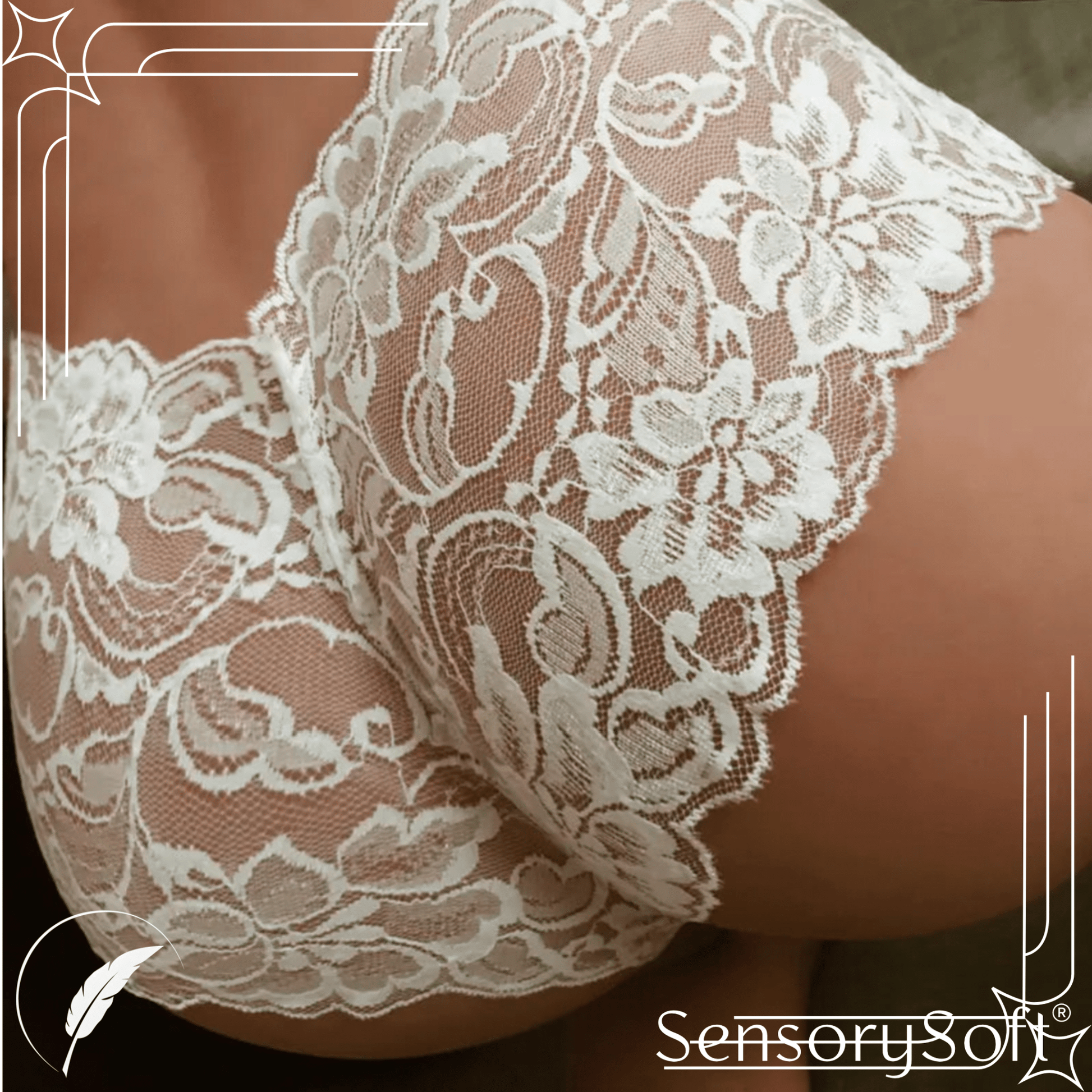 Black White Lace Floral Flower Underwear - SensorySoftShop
