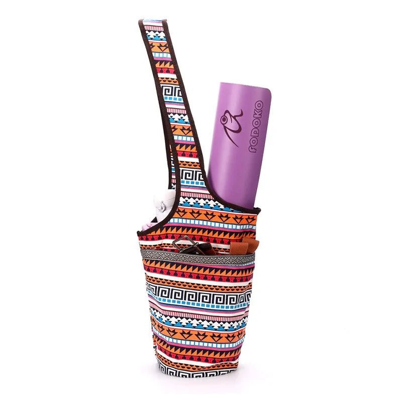 Bohemian Style Yoga Mat Bag with Large Zipper Pocket - SensorySoft