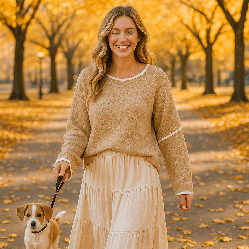 Casual Round Neck Long - sleeved Sweater Top in Solid Colors - SensorySoft