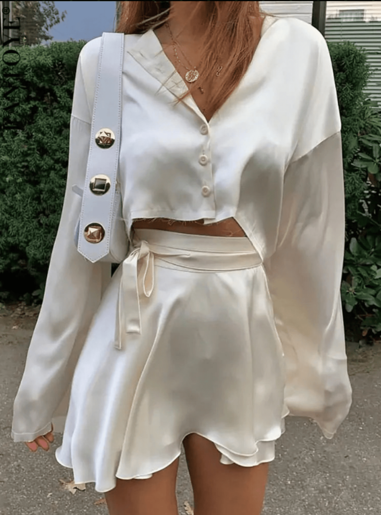 Casual Satin Two Piece Dress Set - SensorySoftShop