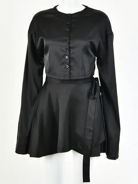 Casual Satin Two Piece Dress Set - SensorySoftShop