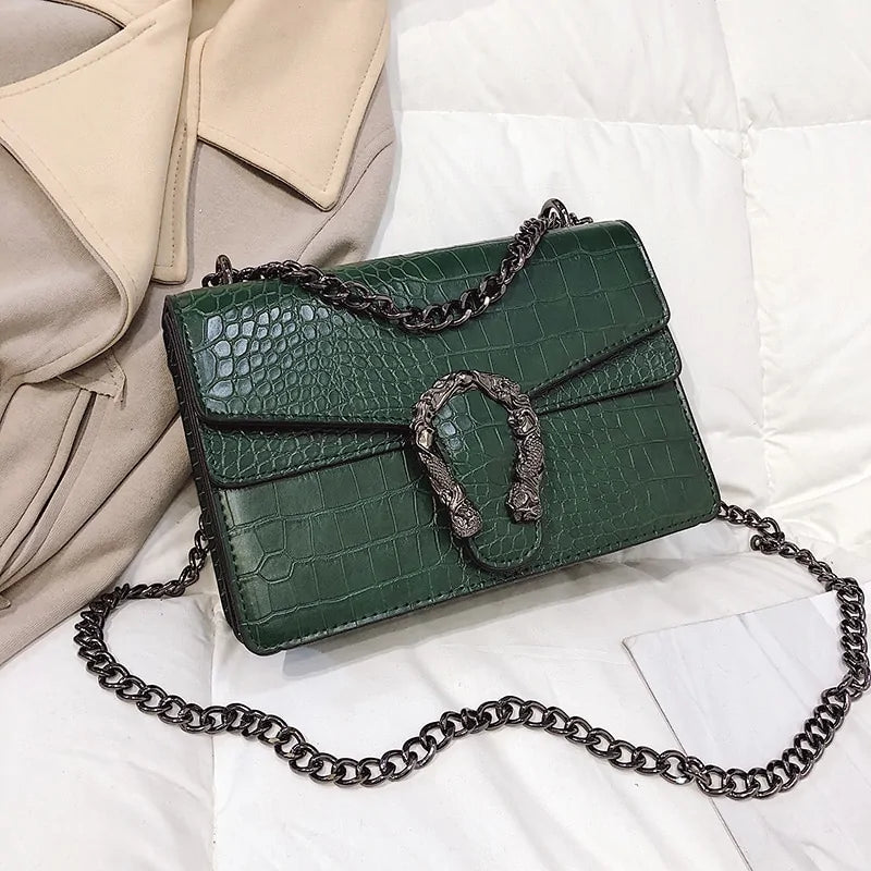 Casual Shoulder Handbag – Serpentine Pattern Crossbody Elegance - SensorySoft