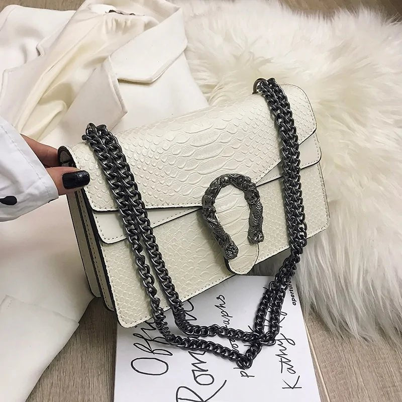 Casual Shoulder Handbag – Serpentine Pattern Crossbody Elegance - SensorySoft