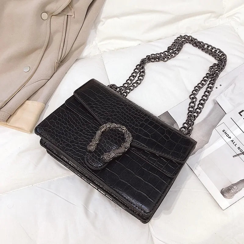 Casual Shoulder Handbag – Serpentine Pattern Crossbody Elegance - SensorySoft