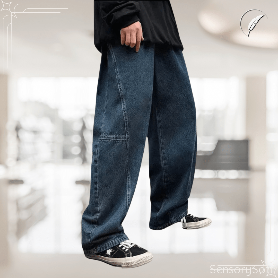 Casual Stitching Denim Jeans – Blue Bootcut - SensorySoft