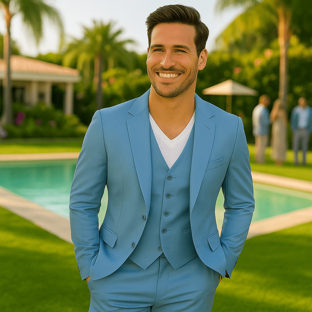 Casual Suit for Business and Wedding Attire in Fresh Light Blue - SensorySoft