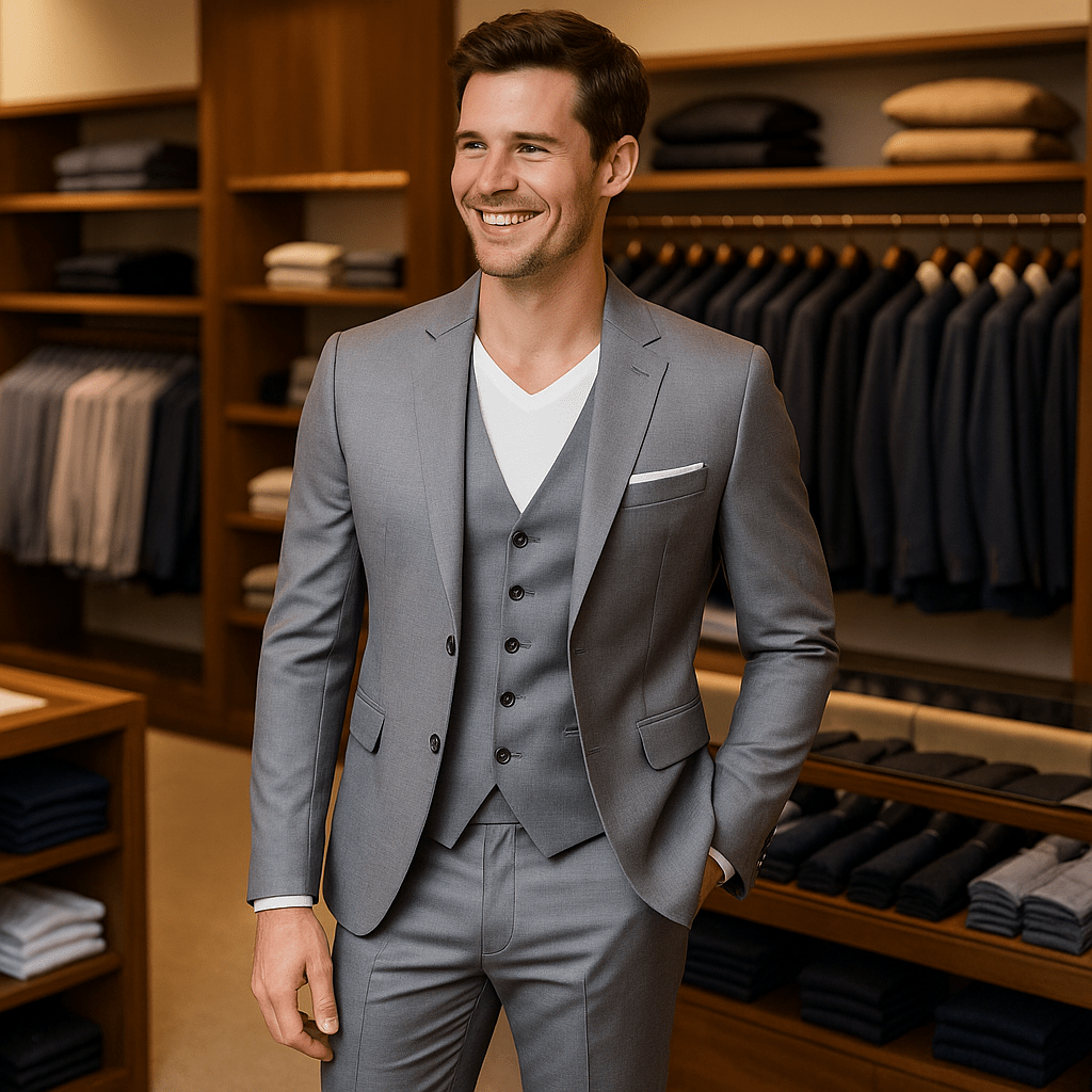 Casual Suit for Business and Wedding Attire in Stylish Grey - SensorySoft