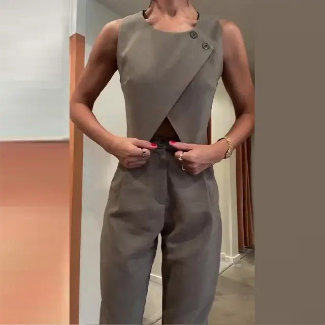 Casual Women's Sleeveless Two - Piece Set - SensorySoftShop