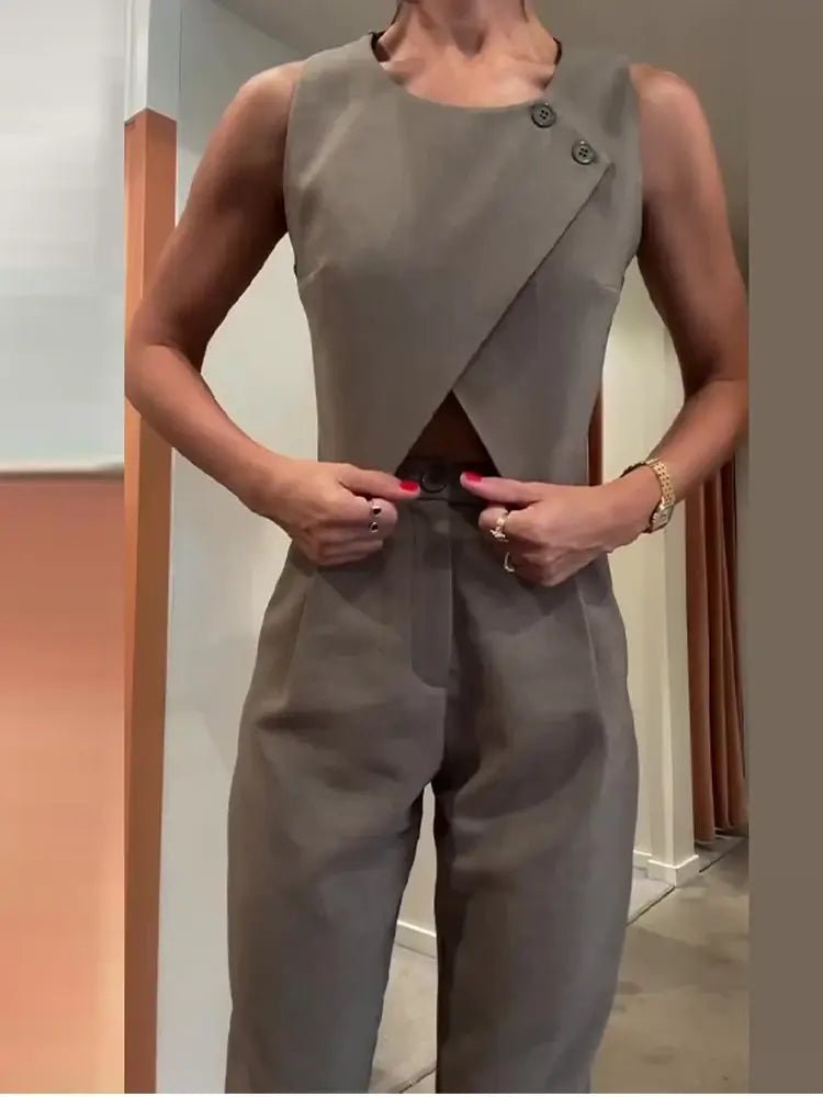 Casual Women's Sleeveless Two - Piece Set - SensorySoftShop