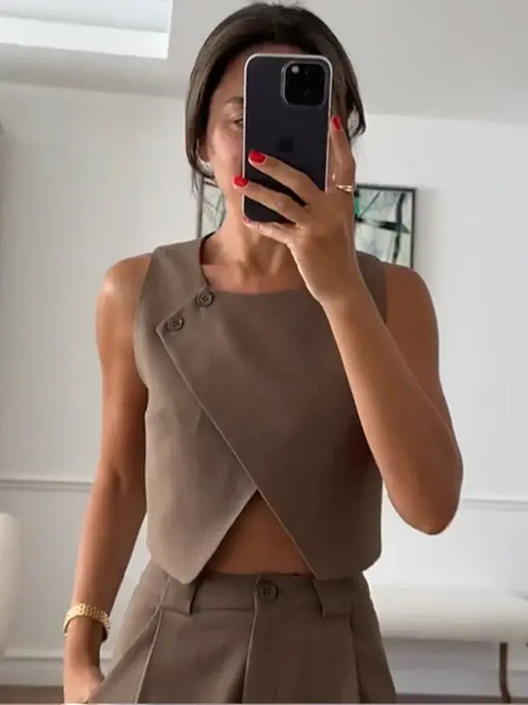 Casual Women's Sleeveless Two - Piece Set - SensorySoftShop