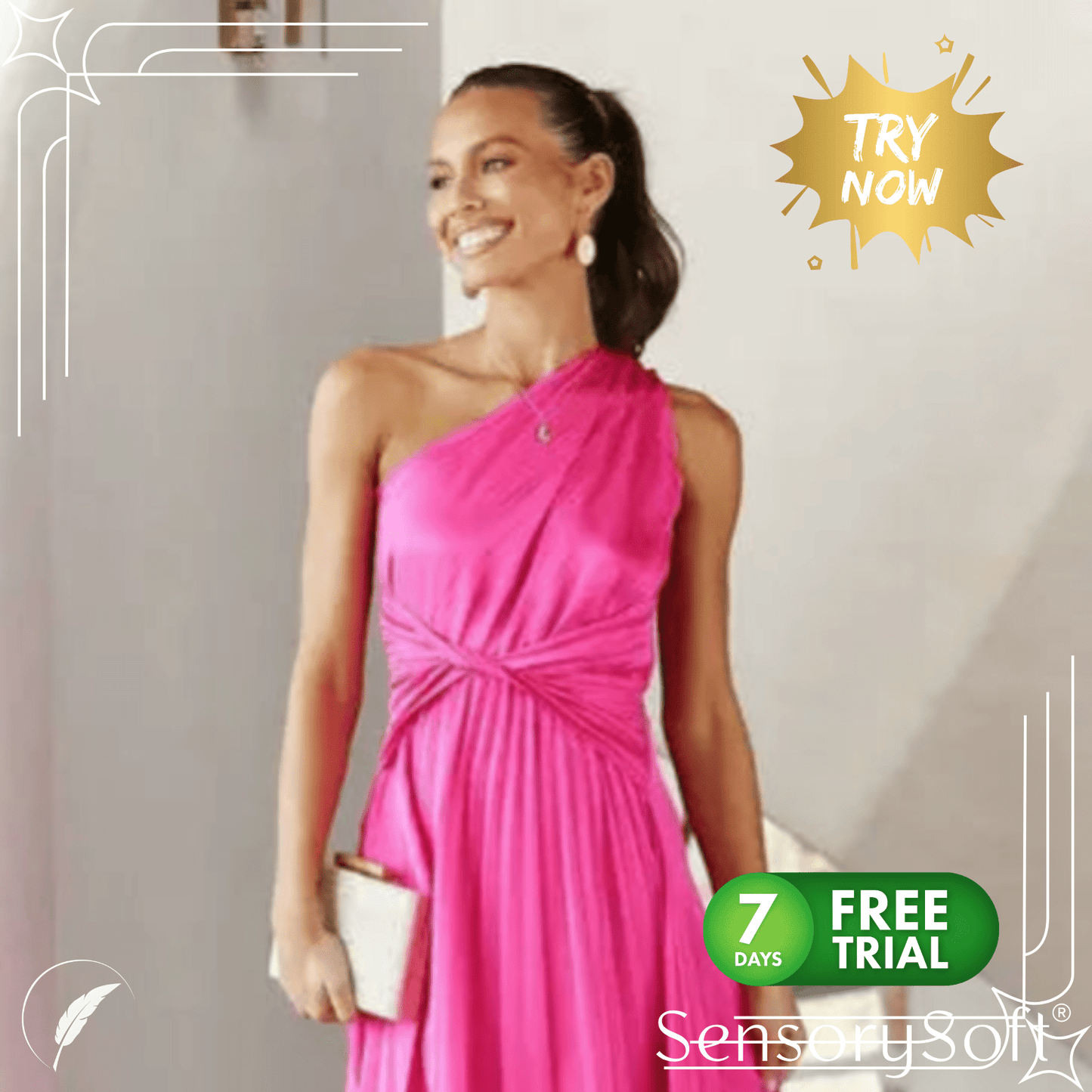 Chic Satin One Shoulder Party Midi Dress - SensorySoft