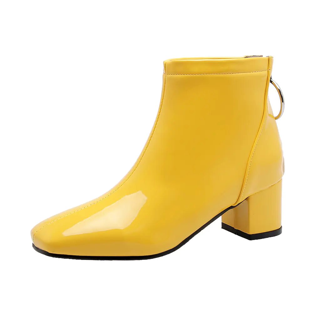 Chunky Heeled Patent Ankle Boots for Women - SensorySoft