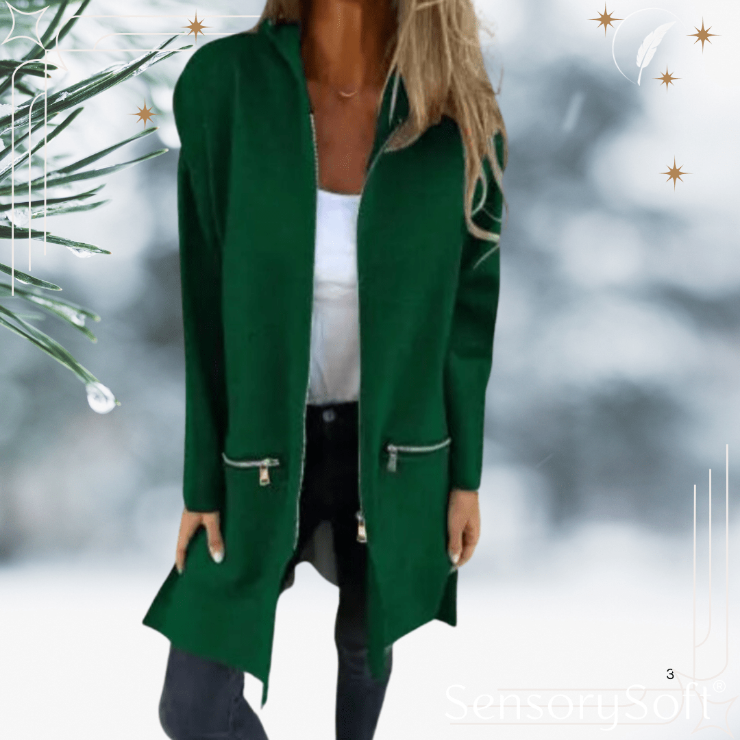 Colored Zipper Hooded Jacket Coat - SensorySoft