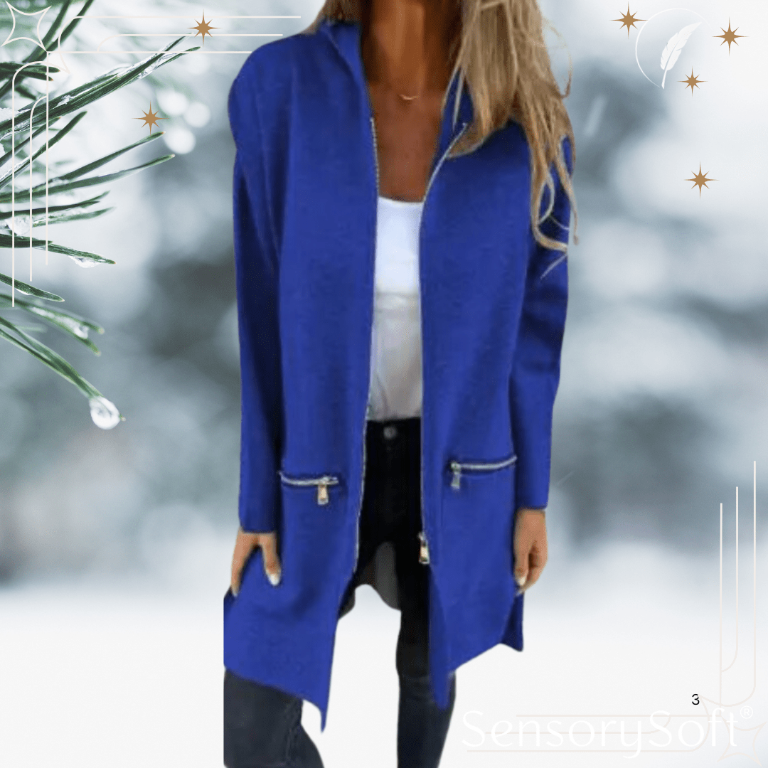 Colored Zipper Hooded Jacket Coat - SensorySoft
