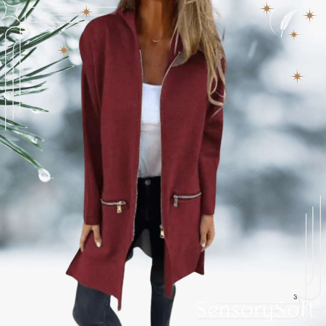 Colored Zipper Hooded Jacket Coat - SensorySoft