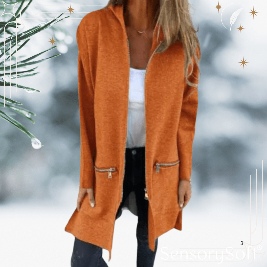 Colored Zipper Hooded Jacket Coat - SensorySoft