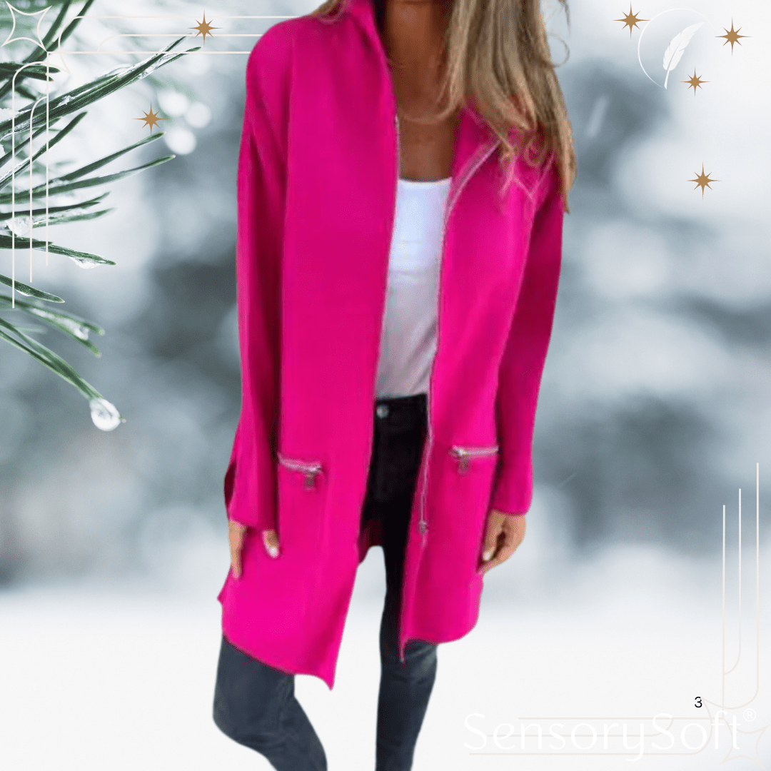 Colored Zipper Hooded Jacket Coat - SensorySoft