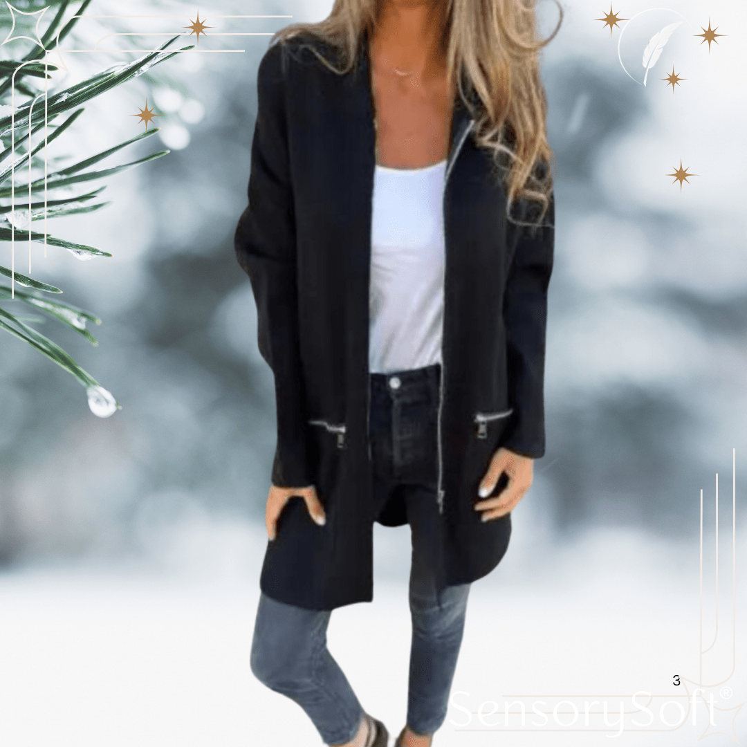 Colored Zipper Hooded Jacket Coat - SensorySoft