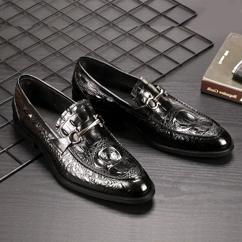 Crocodile Pattern Men's Leather Dress Shoes - SensorySoft