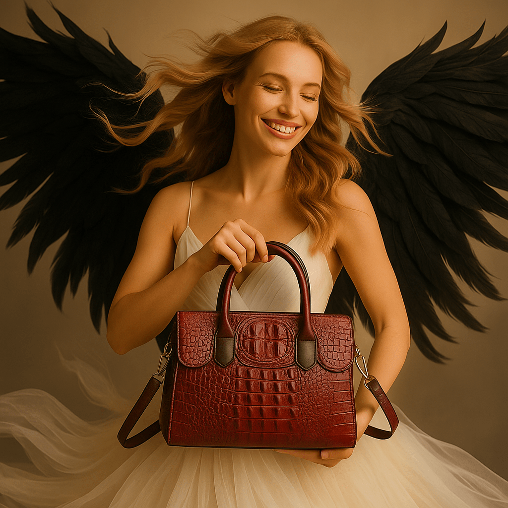 Crocodile Pattern Women's Handbag - Fiery Confident Red - SensorySoft