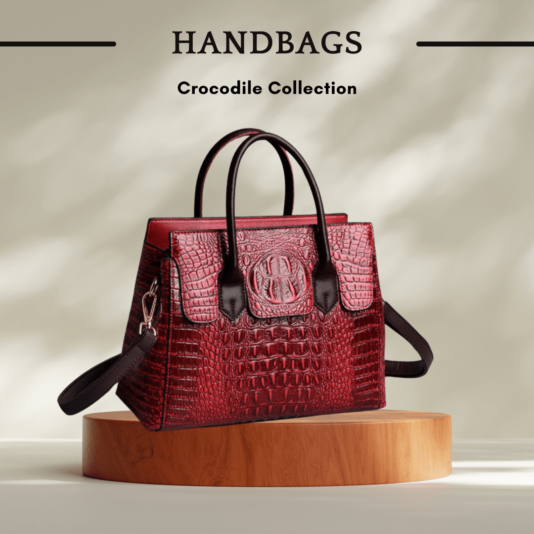 Crocodile Pattern Women's Handbag - Fiery Confident Red - SensorySoft