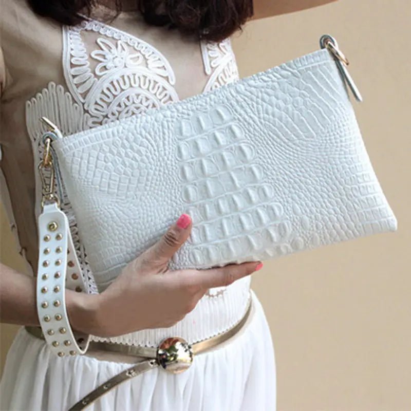 Crocodile Pattern Women's Leather Clutch Bag - SensorySoft