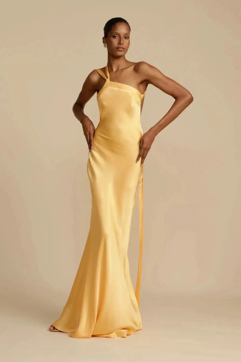 Diagonal Collar Satin Dress - SensorySoft