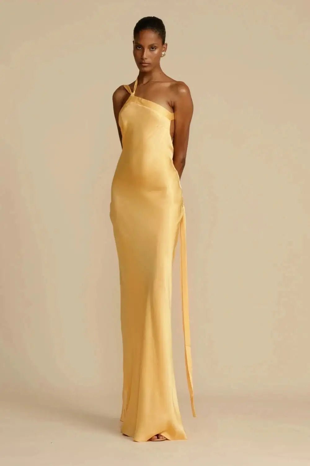 Diagonal Collar Satin Dress - SensorySoft